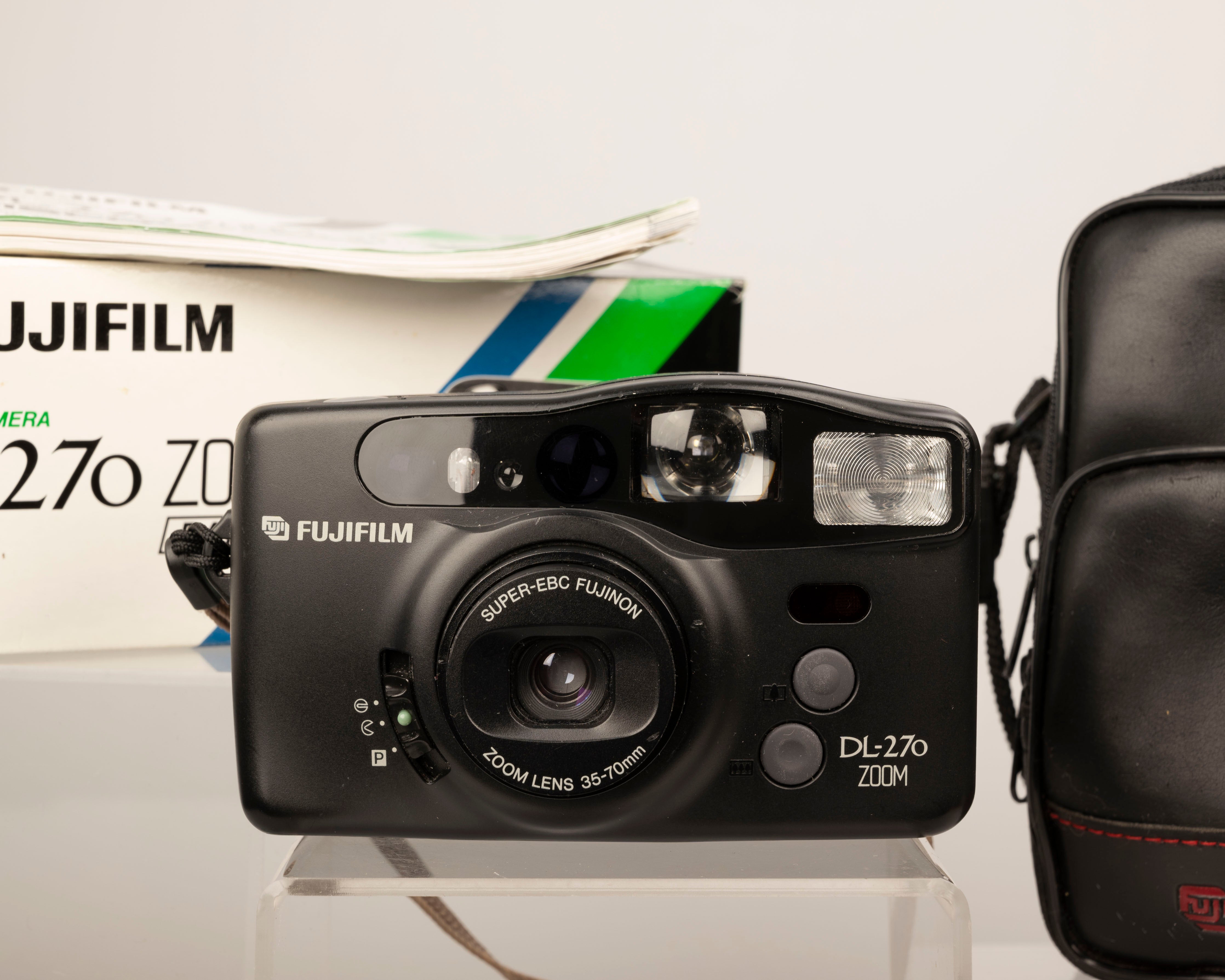 Fujifilm DL-270 Zoom 35mm camera with original box, case, and