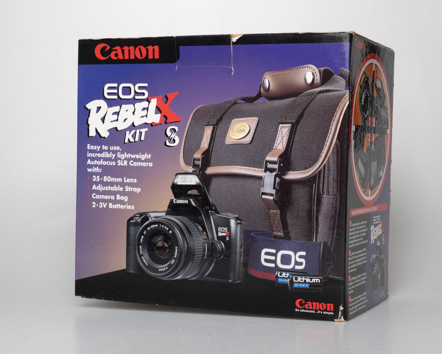 Canon EOS Rebel XS Kit reflex 35mm avec objectif EF 35-80mm + sac pour appareil photo + boîte