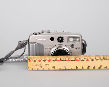 Canon Powershot G2 digicam w/ 4 MP CCD sensor; includes 256MB CF card + 2 batteries w/ charger + original box, manuals & accessories