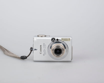 Canon Powershot S500 Digital Elph 5MP CCD digicam w/ 1GB CF card + battery + charger