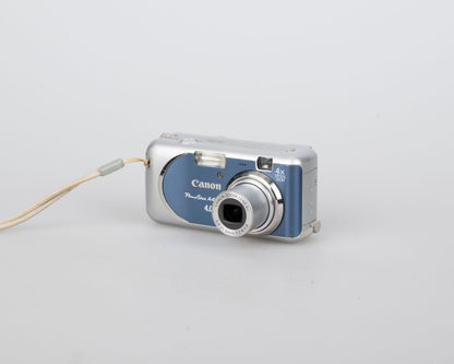 Canon Powershot A430 4MP CCD sensor digicam w/ 2GB SD + box + A/V cable (uses AA batteries)