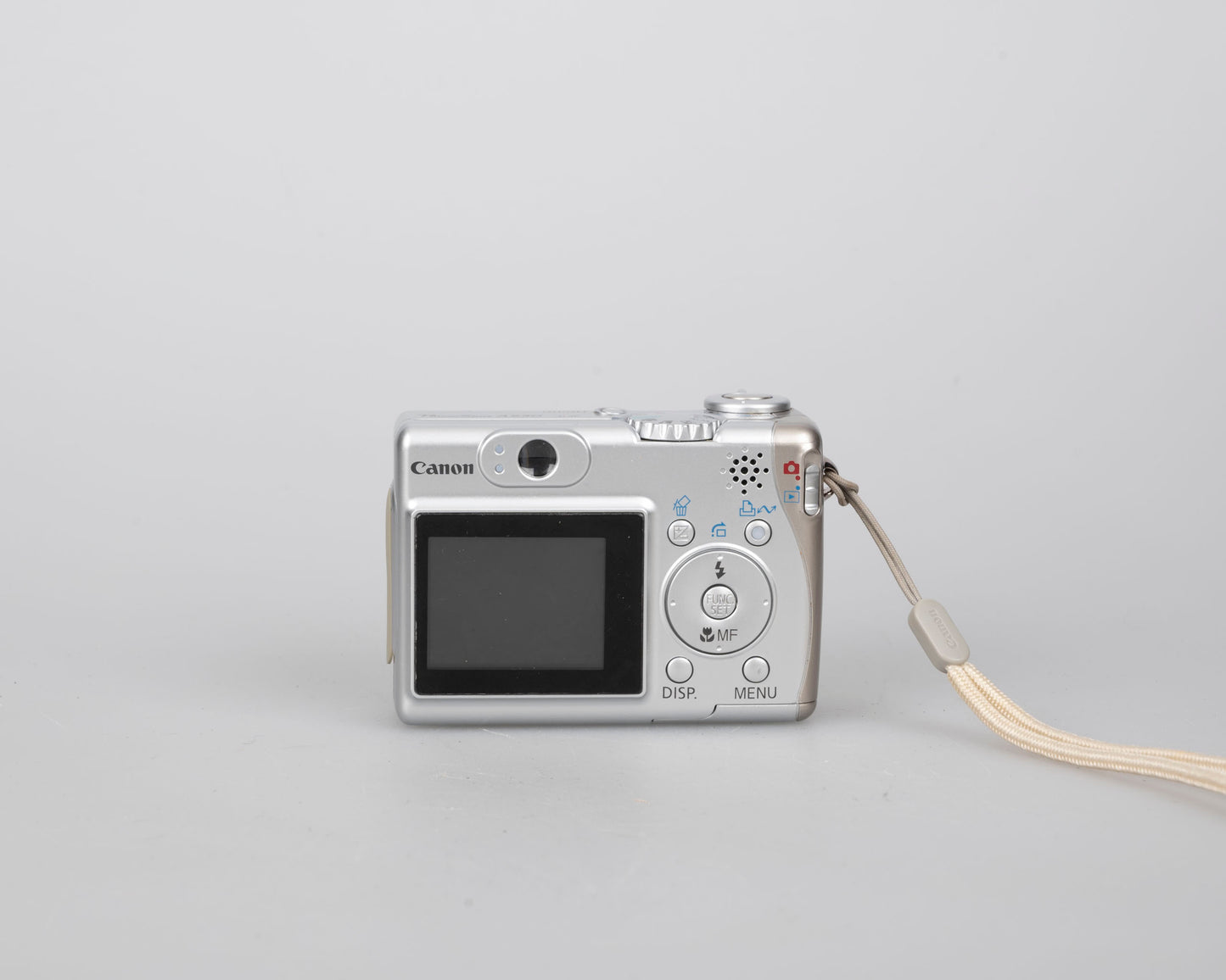 Canon Powershot A530 digicam w/ 5 MP CCD sensor; includes 512MB SD card (uses AA batteries) + original box & manual