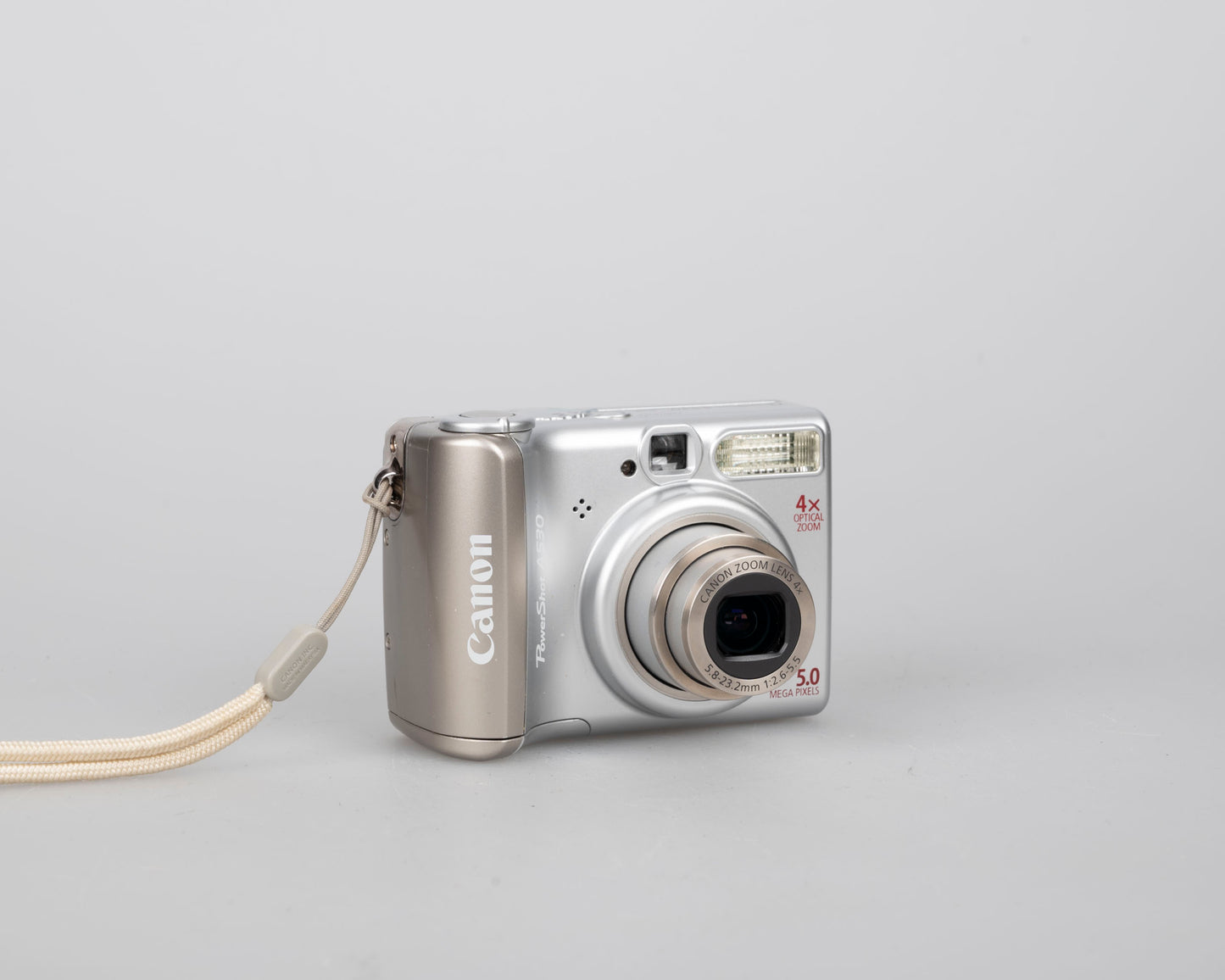Canon Powershot A530 digicam w/ 5 MP CCD sensor; includes 512MB SD card (uses AA batteries) + original box & manual