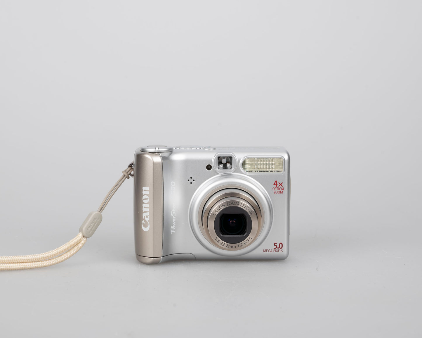 Canon Powershot A530 digicam w/ 5 MP CCD sensor; includes 512MB SD card (uses AA batteries) + original box & manual