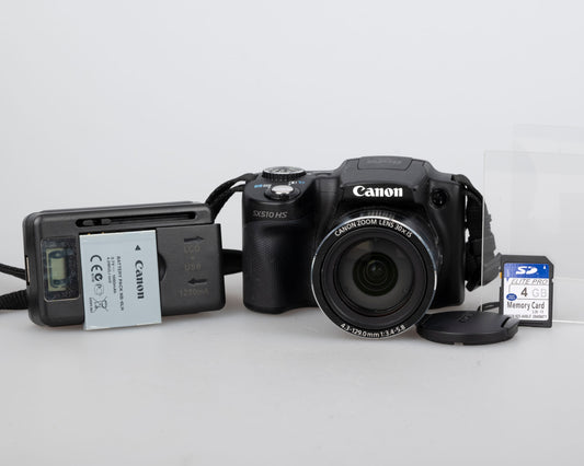Canon PowerShot SX510 HS 20.1MP digicam w/ 4GB SD card + battery + charger