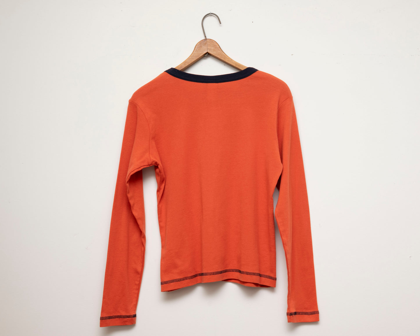 T-shirt à manches longues orange et marine (petit)
