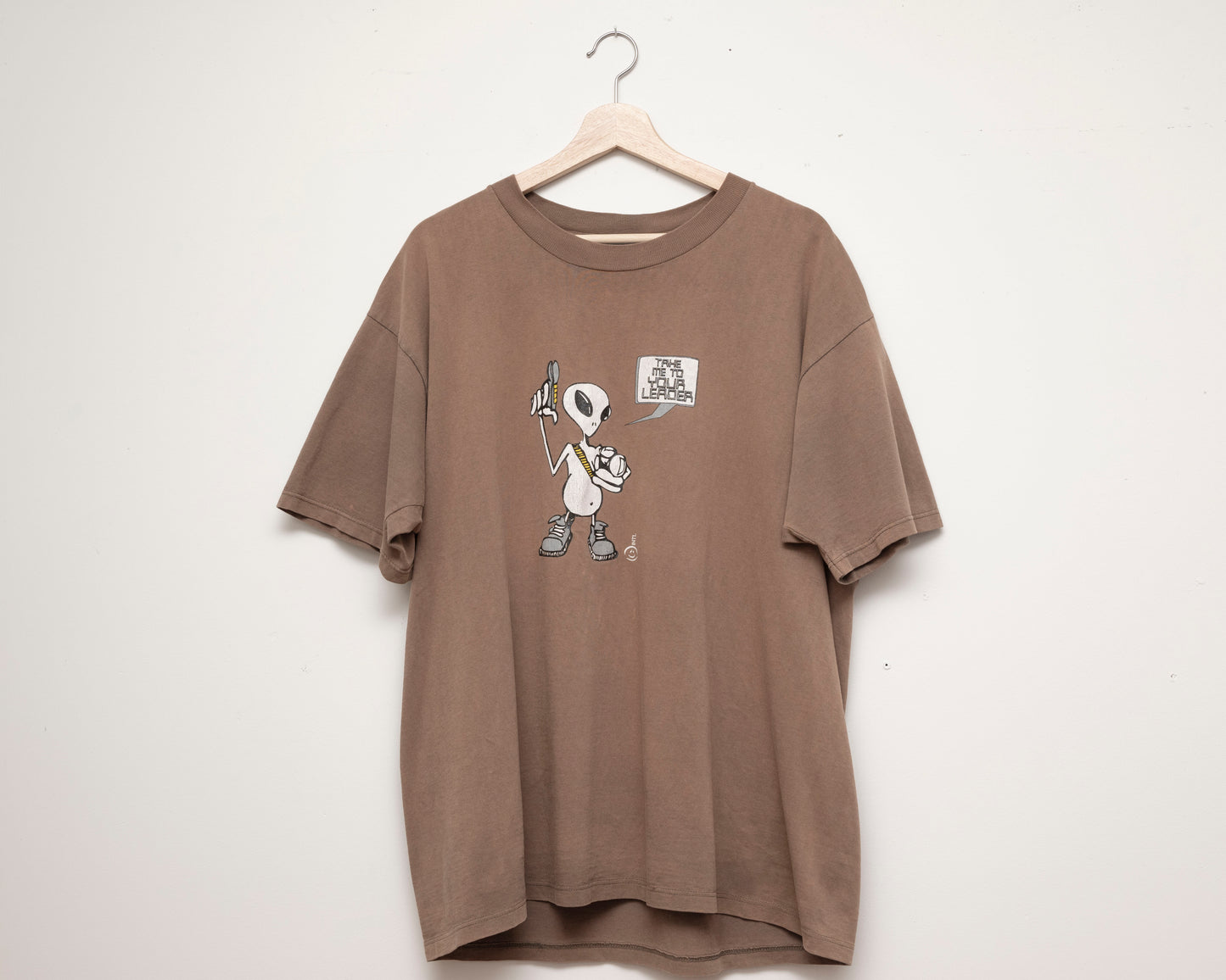 Take me to your leader Alien t-shirt XL brown cotton 90s y2k 