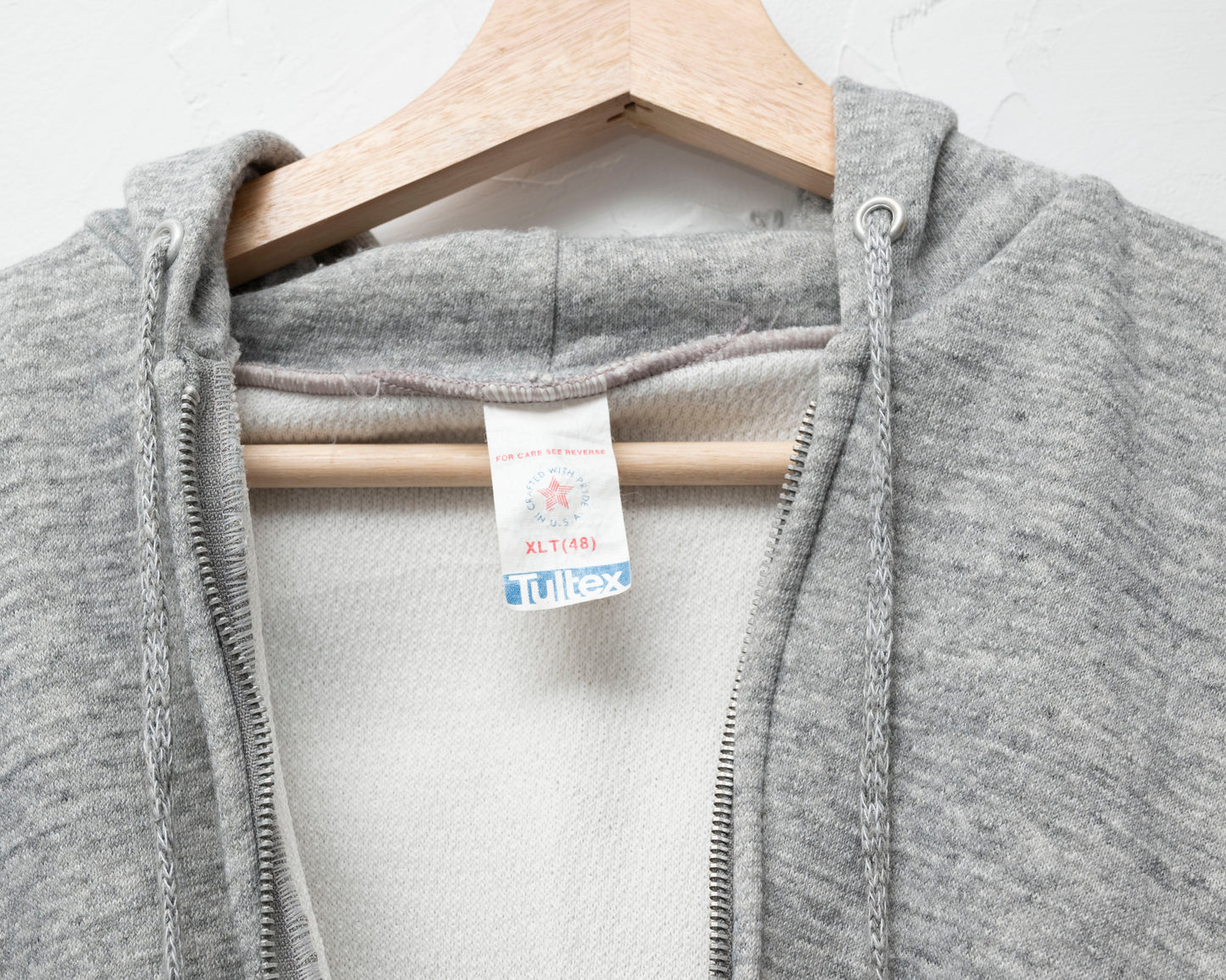 Sweat à capuche Tultex vintage des années 80 gris chiné - grand