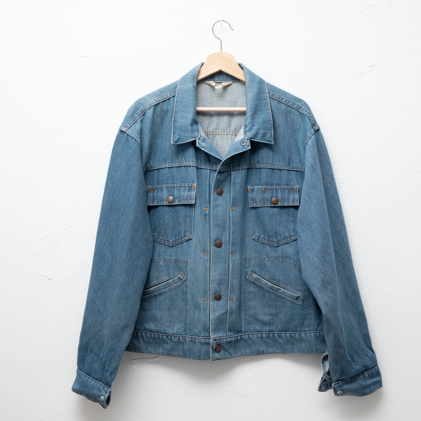 JC Penney medium blue denim jean jacket trucker 1970s bob dylan