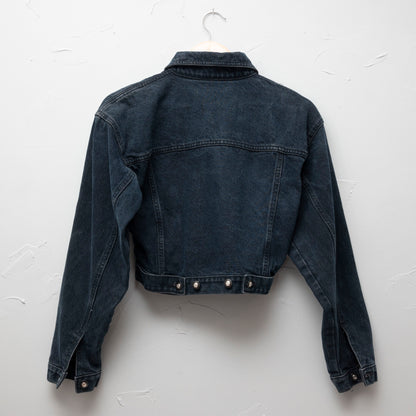 Veste courte en denim délavé foncé - petite