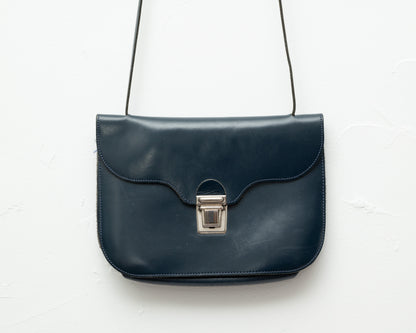 Sac bandoulière en cuir bleu marine
