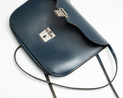 Sac bandoulière en cuir bleu marine