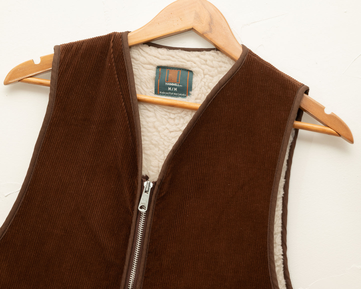 Gilet sherpa Hammil en velours côtelé marron