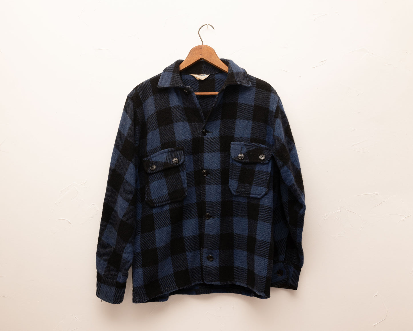 Veste à carreaux Buffalo en laine bleue