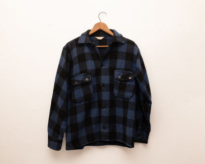 Veste à carreaux Buffalo en laine bleue