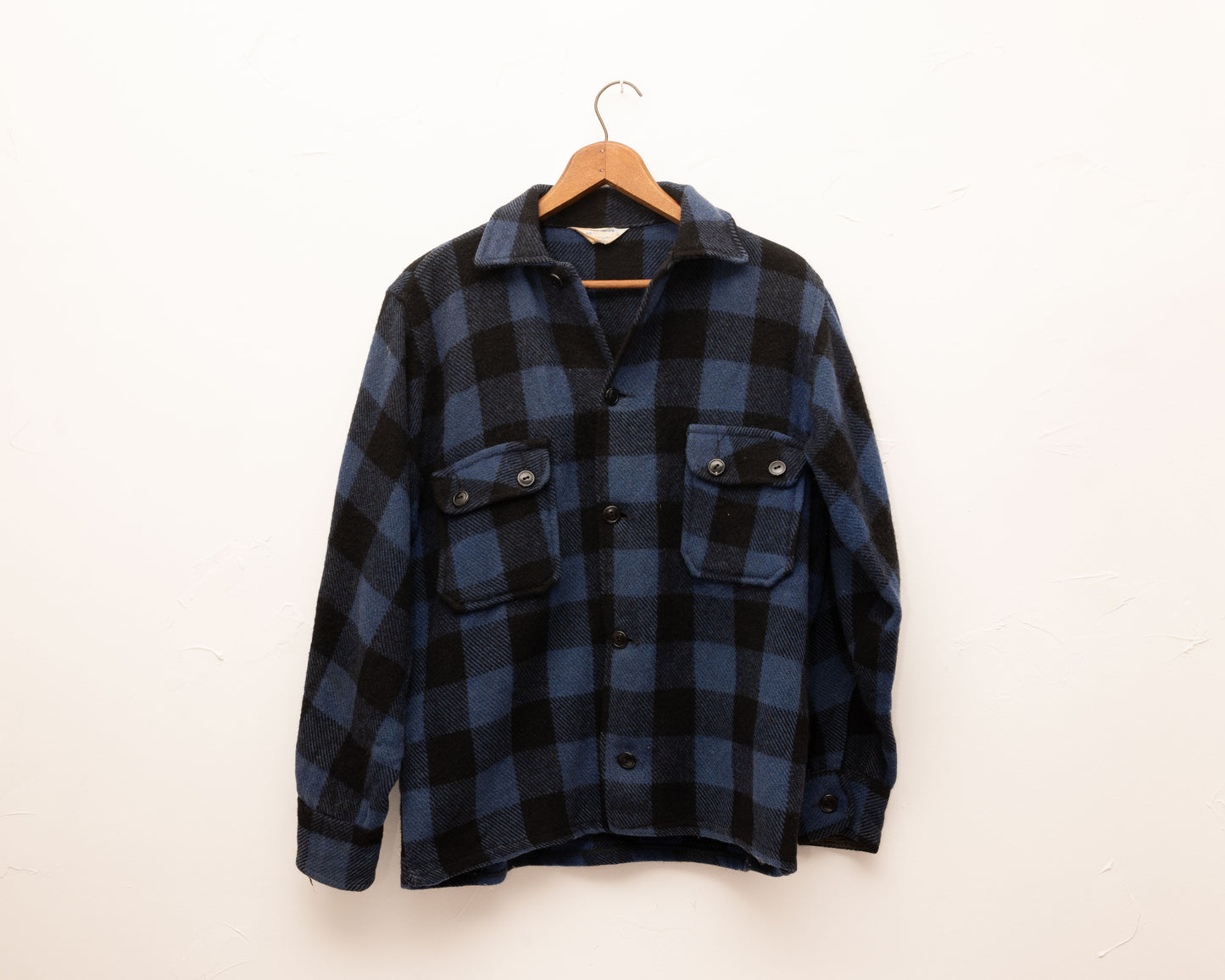 Veste à carreaux Buffalo en laine bleue