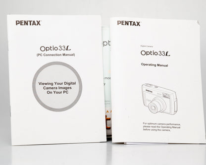 Pentax Optio 33L 3.2 megapixel digicam w/ 64MB CF card + cables + box + manuals (serial 6463008)