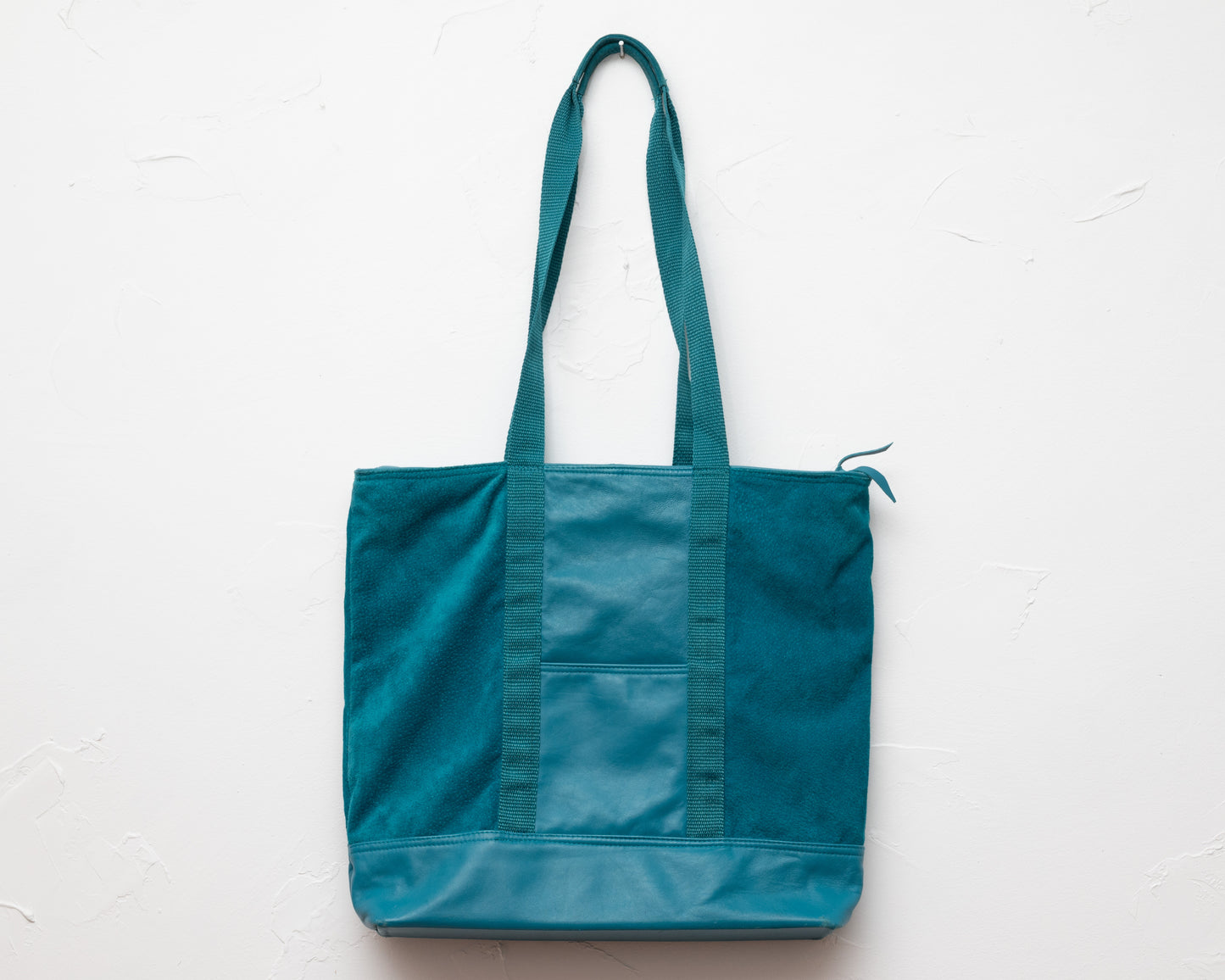 Sac fourre-tout en cuir et daim bleu sarcelle