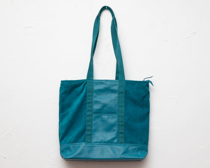 Sac fourre-tout en cuir et daim bleu sarcelle