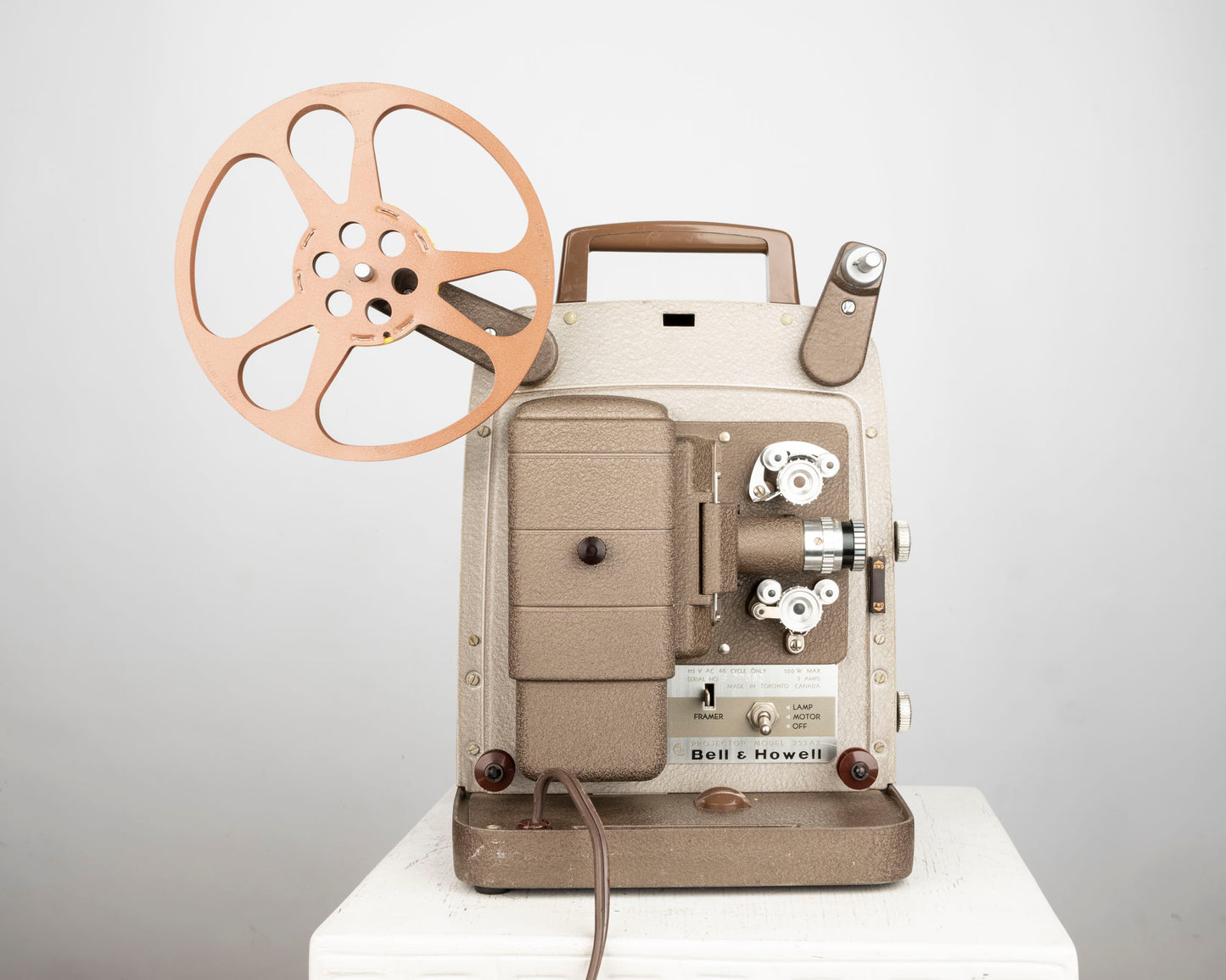 Bell and Howell 253 AX Regular 8 movie projector (serial F77082)