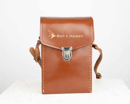 Tenue de film Bell et Howell 8 mm avec appareil photo modèle 323 8 mm + étui en cuir + lumières de cinéma + étui en bois d'origine