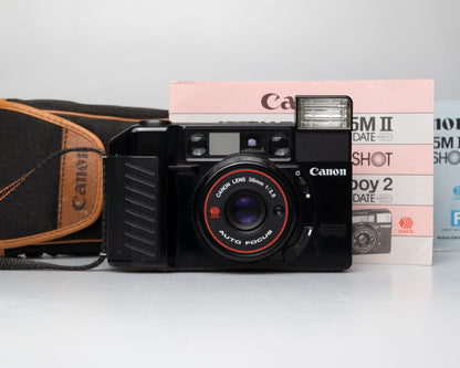 Canon Sure Shot (AF35M II) appareil photo compact 35mm avec étui + manuel (numéro de série 3013940) | film🎞 testé