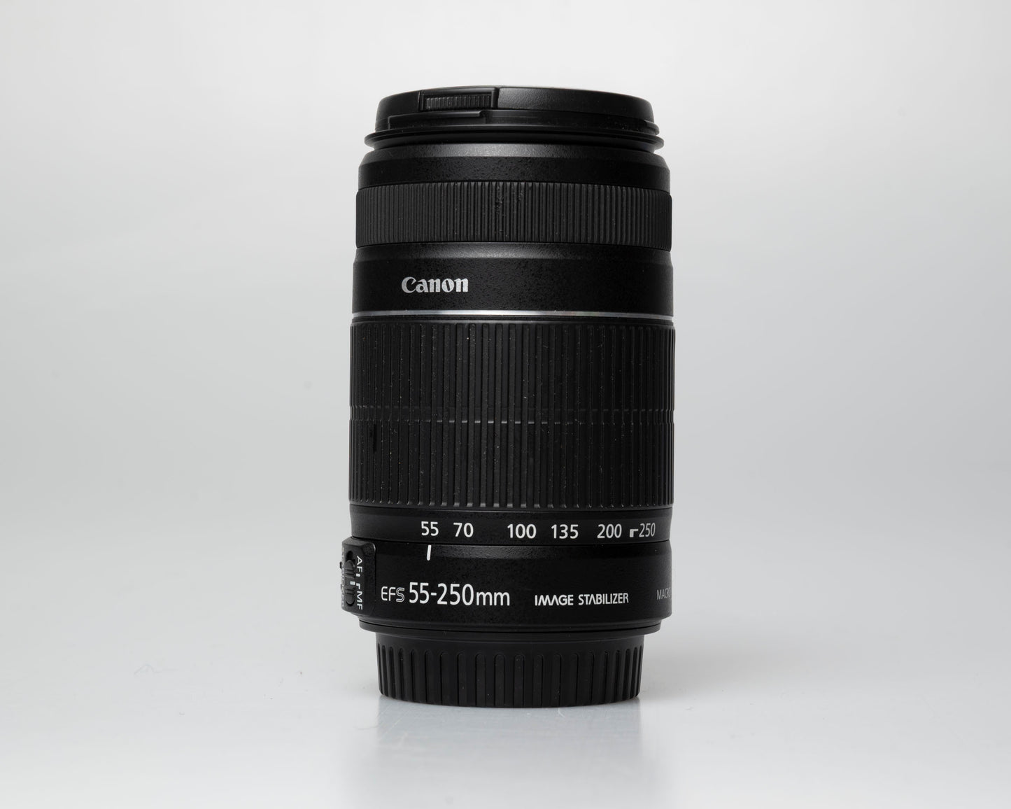 Canon EF-S 55-250mm f/4-5.6 IS II lens, upright top side