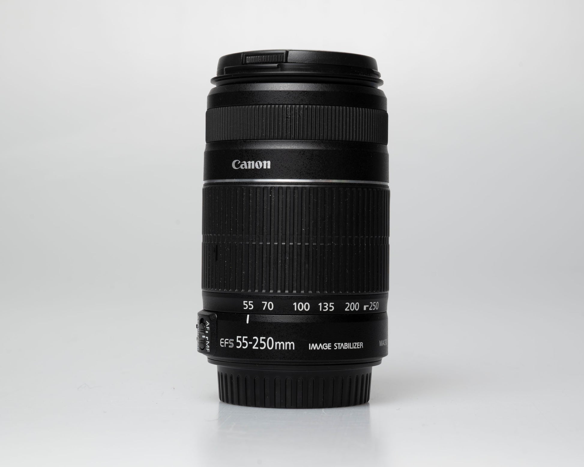 Canon EF-S 55-250mm f/4-5.6 IS II lens, upright top side
