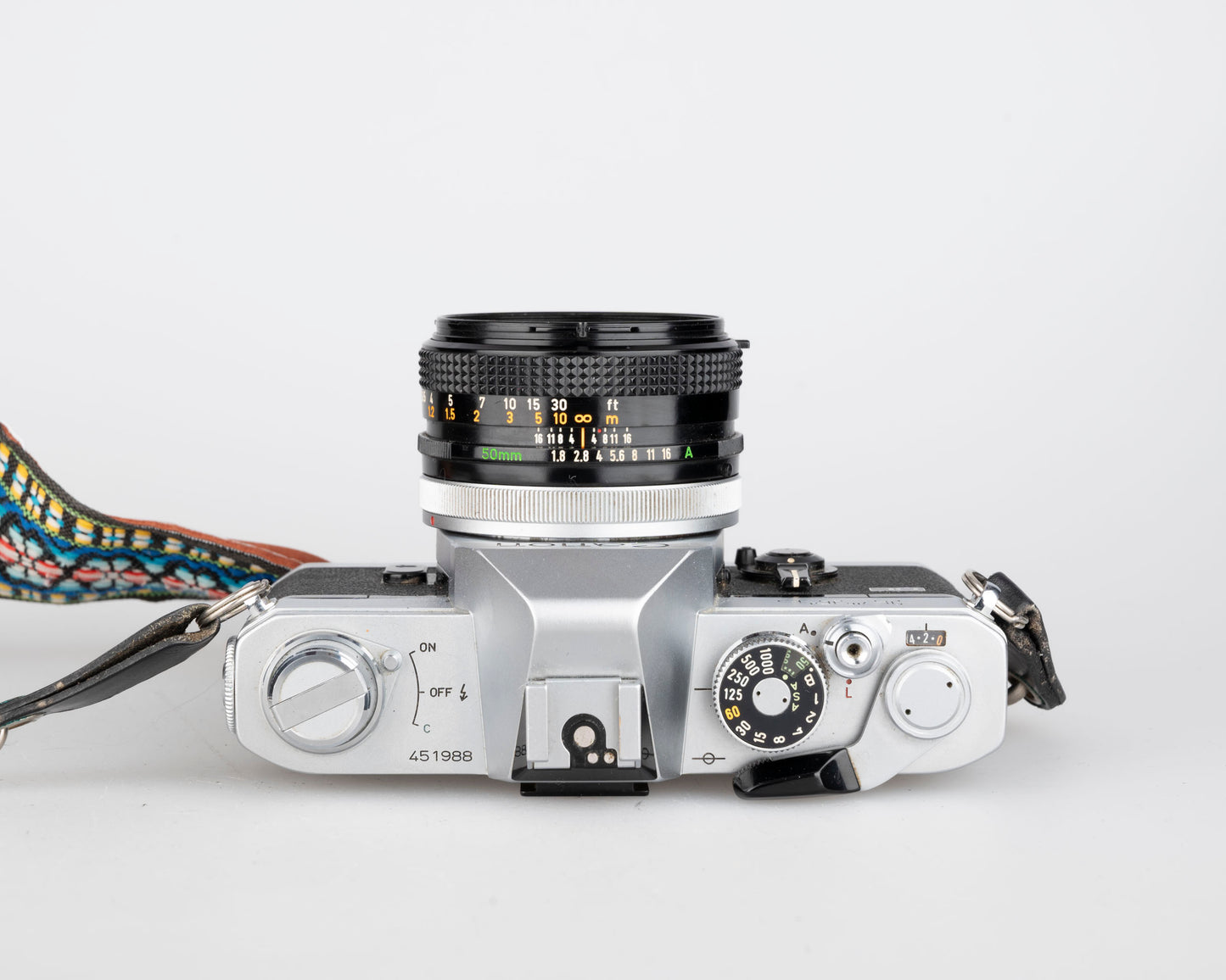 Canon FTb 35mm film SLR w/ Canon FD 50mm f1.8 lens (serial 451988)