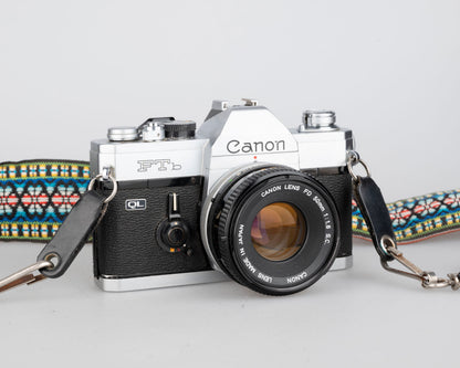Canon FTb 35mm film SLR w/ Canon FD 50mm f1.8 lens (serial 451988)