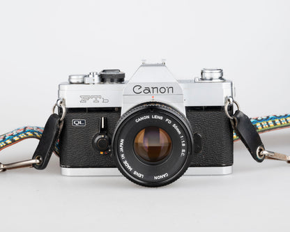 Canon FTb 35mm film SLR w/ Canon FD 50mm f1.8 lens (serial 451988)