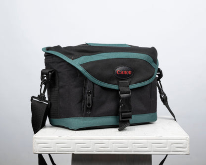 Canon black and green mid-sized camera shoulder bag