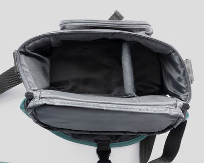Canon black and green mid-sized camera shoulder bag