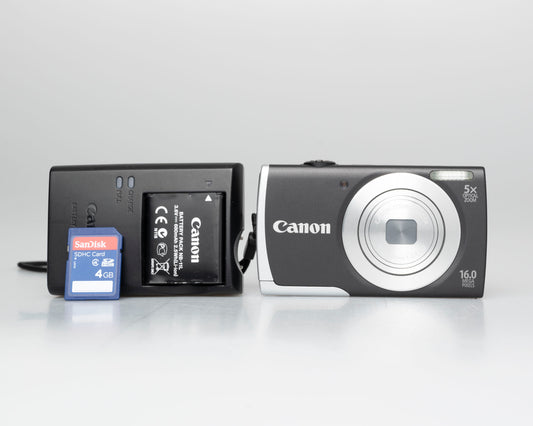 Canon Powershot A2500 digicam w/ 16MP CCD sensor w/ 4GB SD card + battery + charger (serial 692161000554)