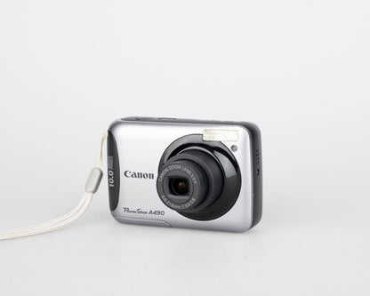 Canon Powershot A490 digicam 10 MP CCD sensor w/ original box + manuals + 2GB SD card (uses AA batteries)