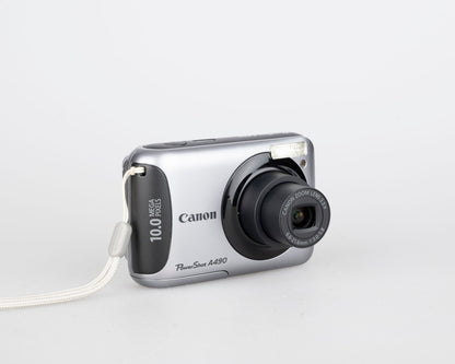 Canon Powershot A490 digicam 10 MP CCD sensor w/ original box + manuals + 2GB SD card (uses AA batteries)