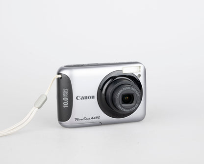 Canon Powershot A490 digicam 10 MP CCD sensor w/ original box + manuals + 2GB SD card (uses AA batteries)
