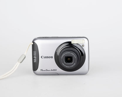 Canon Powershot A490 digicam 10 MP CCD sensor w/ original box + manuals + 2GB SD card (uses AA batteries)
