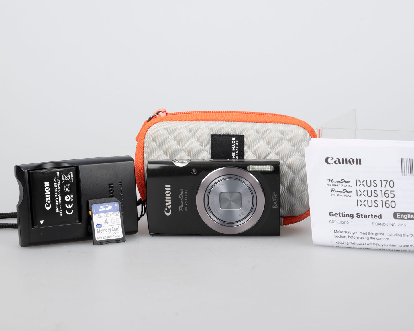 Appareil photo numérique Canon Powershot Elph 160 20MP avec carte SD 4 Go + batterie + chargeur + étui
