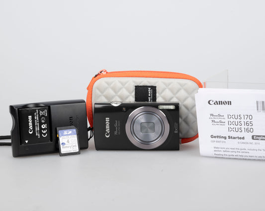Canon Powershot Elph 160 20MP digicam w/ 4GB SD card + battery + charger + case