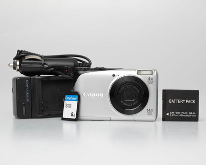 Canon Powershot A2200 HD 14.1MP CCD digicam w/ 8GB SD card + battery + charger (serial 403064048146)