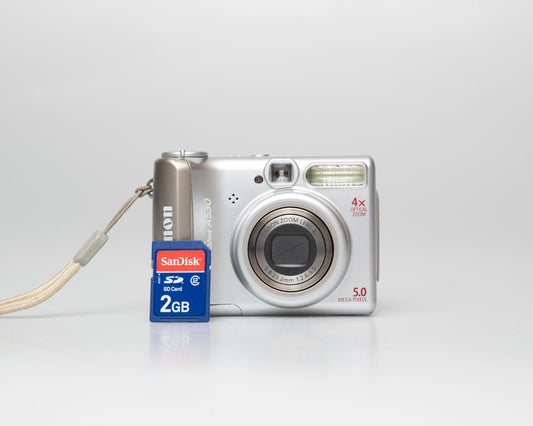 Canon Powershot A530 5MP CCD sensor digicam w/ 2GB SD (uses AA batteries; serial 2452104955)
