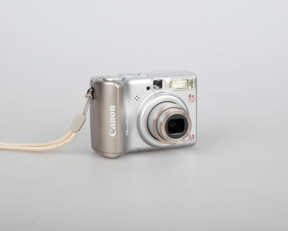 Canon Powershot A530 5MP CCD sensor digicam w/ 2GB SD (uses AA batteries; serial 3052203507)