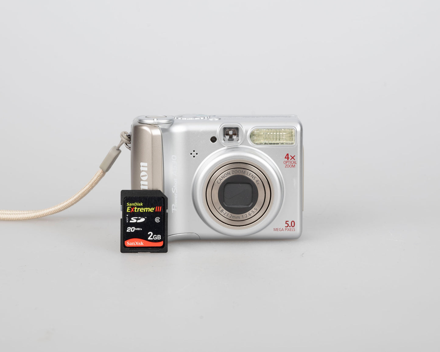 Canon Powershot A530 5MP CCD sensor digicam w/ 2GB SD (uses AA batteries; serial 3052203507)