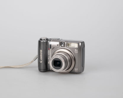 Canon Powershot A590 IS digicam w/ 8 MP CCD sensor; includes 512MB SD card (uses AA batteries)