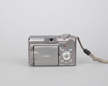 Canon Powershot A620 digicam w/ 7.1 MP CCD sensor; includes 32MB SD card (uses AA batteries)