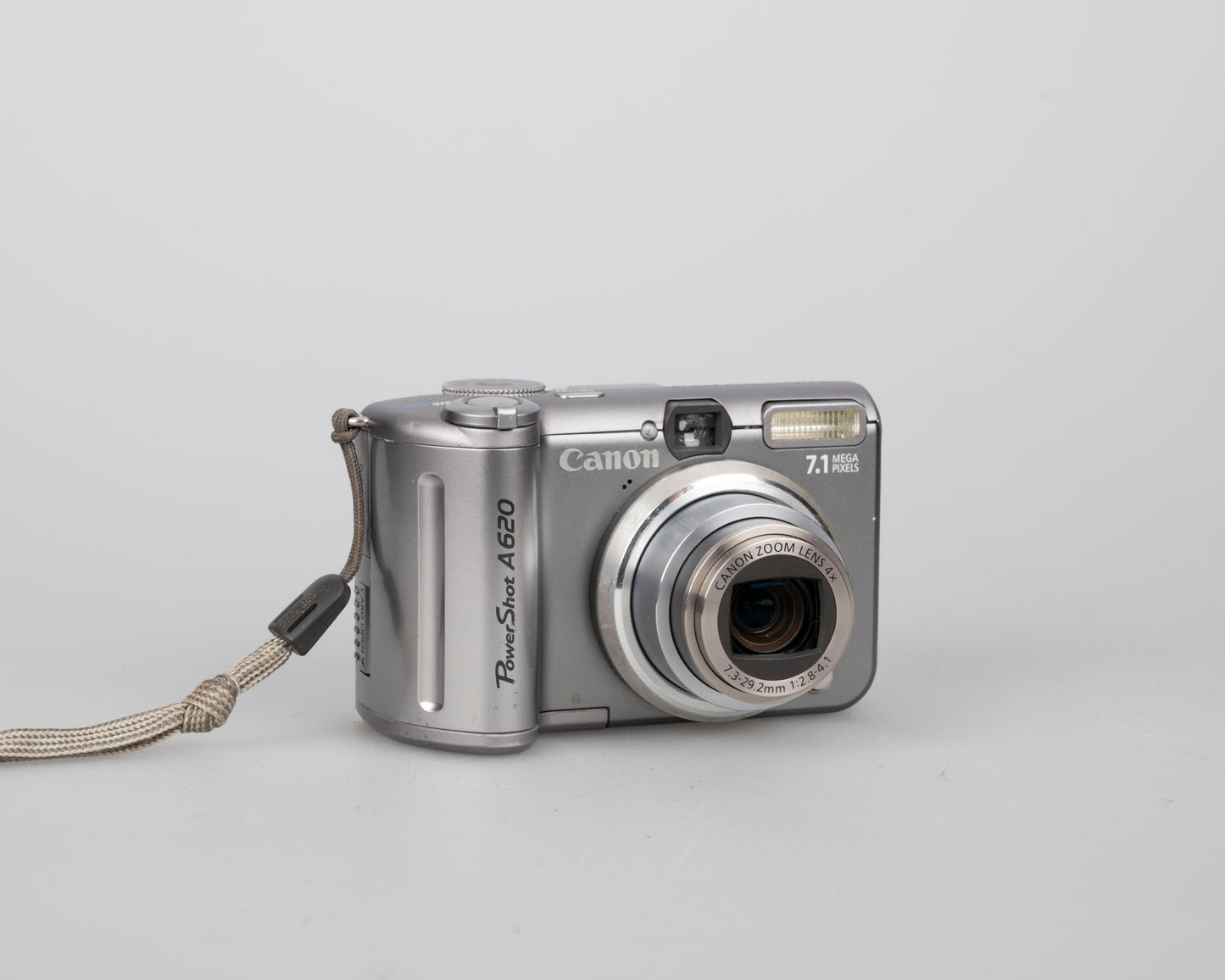 Canon Powershot A620 digicam w/ 7.1 MP CCD sensor; includes 32MB SD card (uses AA batteries)