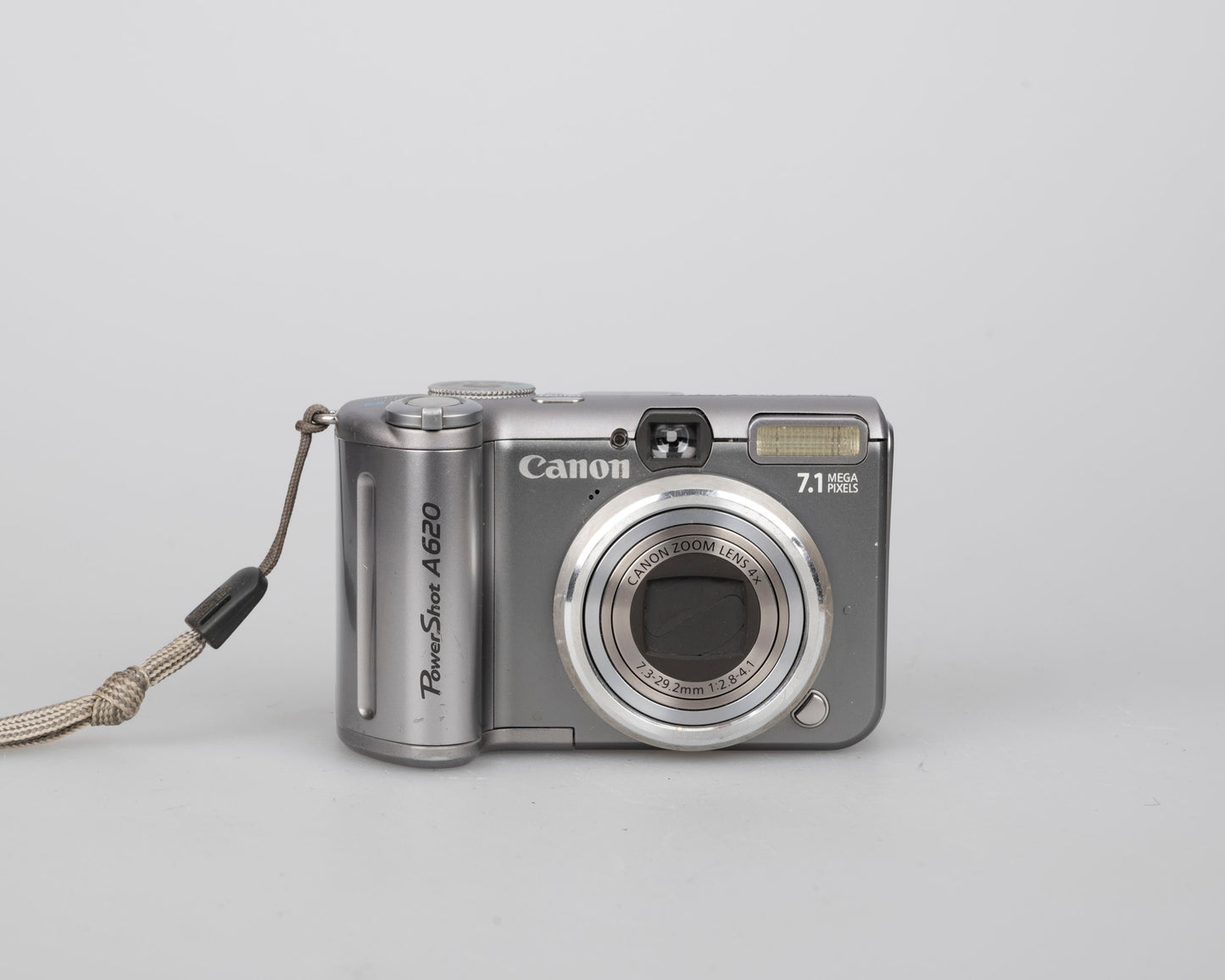 Canon Powershot A620 digicam w/ 7.1 MP CCD sensor; includes 32MB SD card (uses AA batteries)