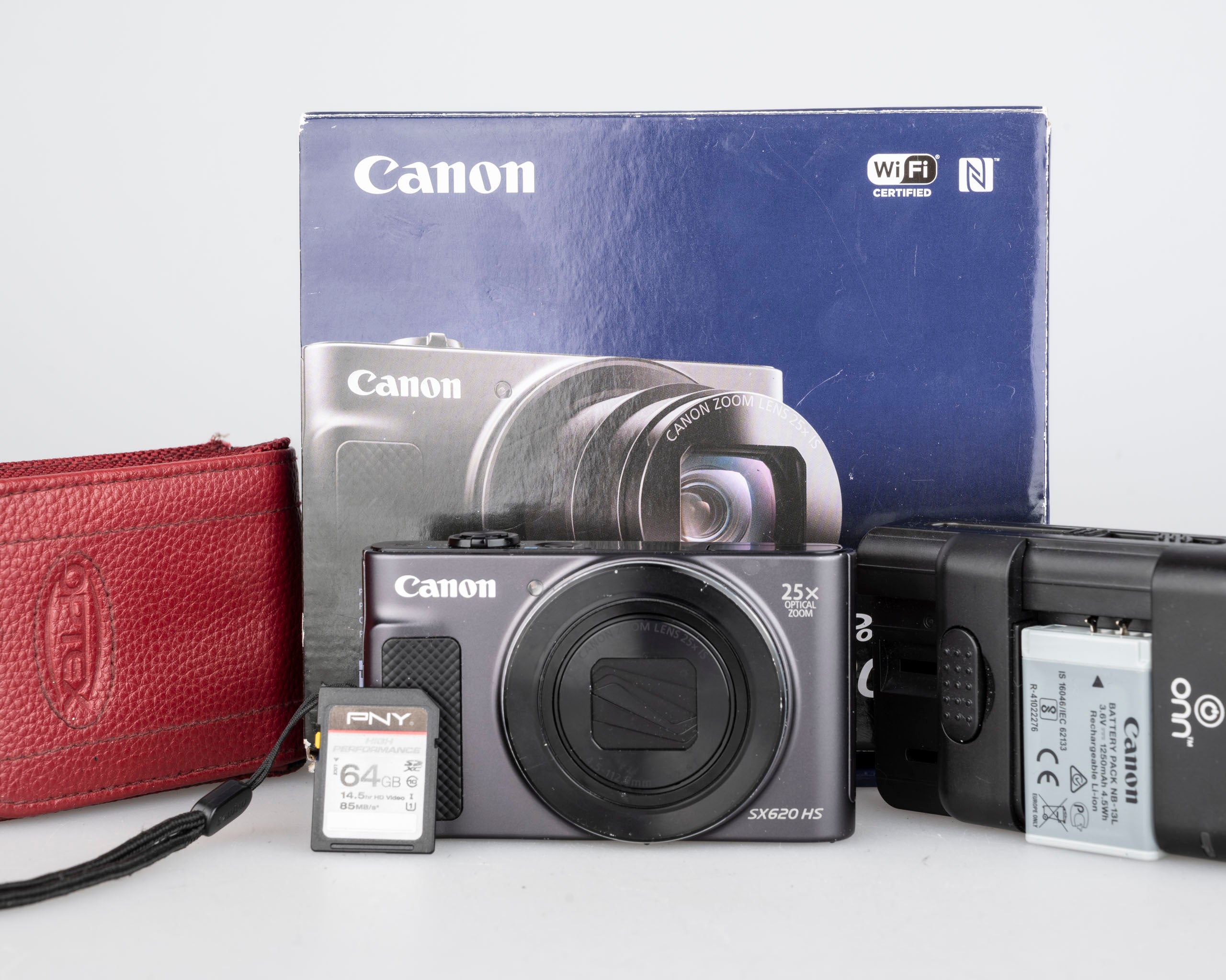 Canon Powershot SX620 HS 20.1MP digicam w/ 64GB SD card + battery