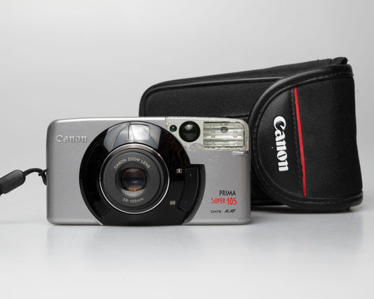 Canon Prima Super 105 Date 35mm film camera w/ case (serial 4421072)